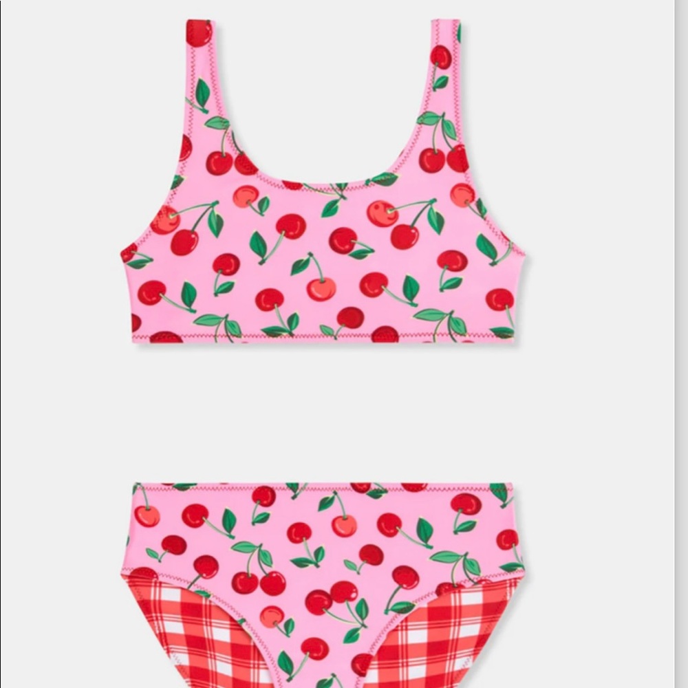SEAFOLLY Australia “cherry pie” swimwear bikini size teen (8-14), reversible.